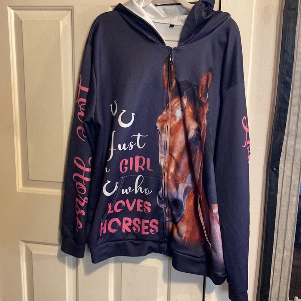 Just a girl who loves horse hooded jacket size XXXL